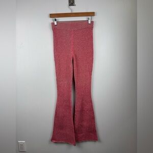 Maison Ullens Women Pink Ribbed Flare Pant Size Medium